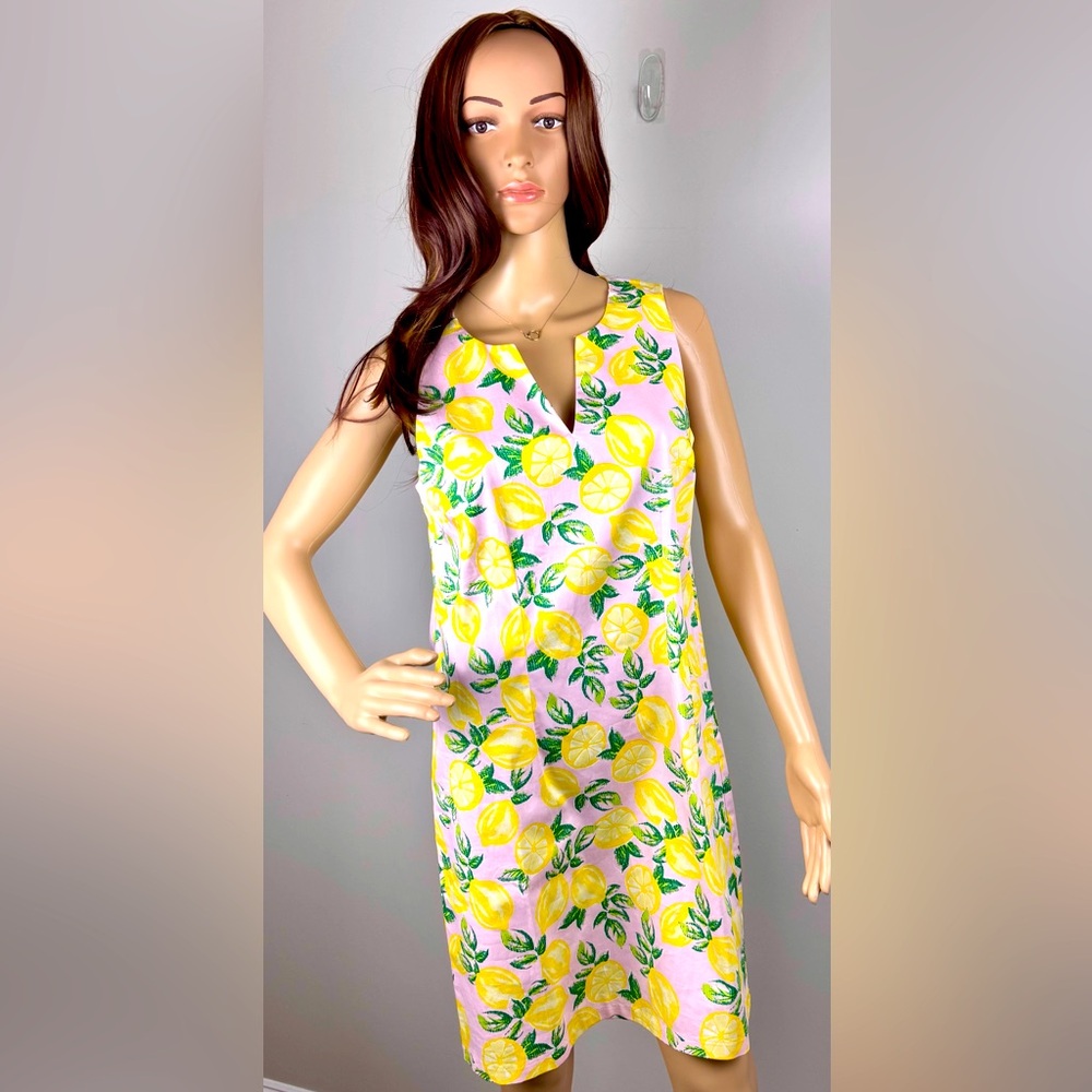 Cynthia Rowley Pink‎ Lemon Print Dress Stretch Sleeveless Sheath Womens Sz 6